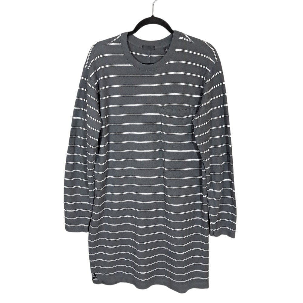 ATM Anthony Thomas Striped Midi‎ Dress Long Sleeve Gray Preppy Overdized Large